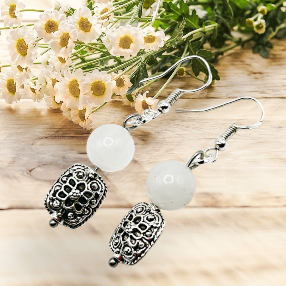 NWOT Sterling silver and stainless steel genuine moonstone earrings - Picture 11 of 11